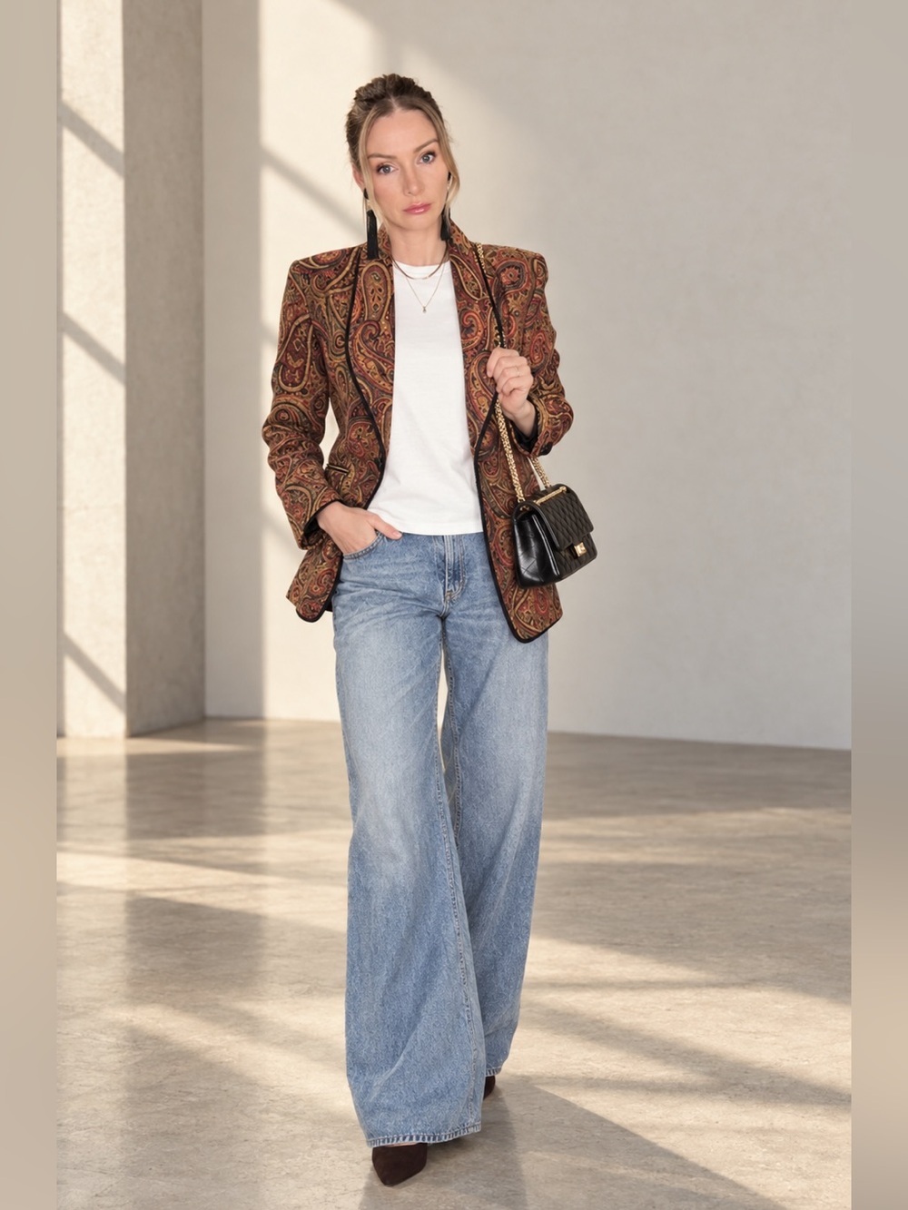 Andrea Jovine Paisley Tapestry Blazer | Size 8 | Fall Statement Jacket